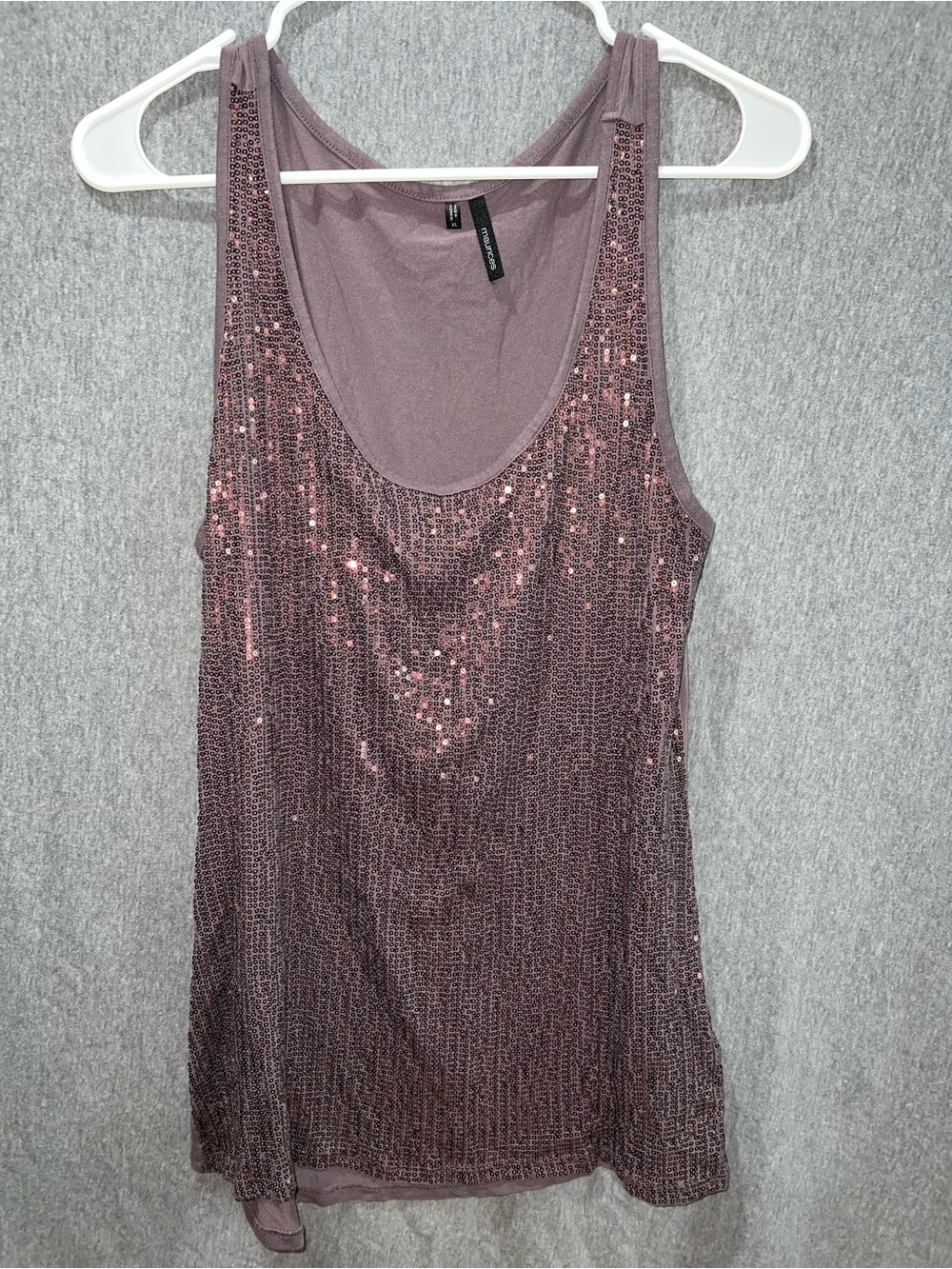 Maurices Mauve Sequin Scoop Neck Tank